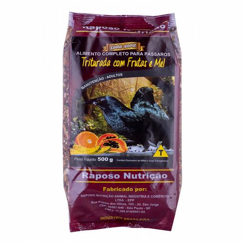 Raposo - Pássaro Preto Triturada C/ Frutas e Mel - Linha Nobre - 500g - imagem 1