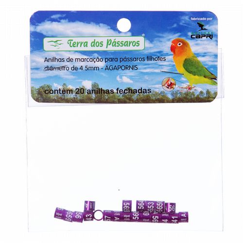 Anilhas Fechadas para Marcação - 4.5 mm - Agapornis - 20 un. - Violeta - imagem 1
