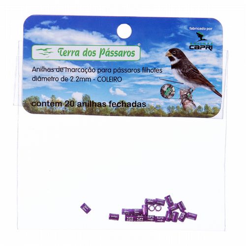 Anilhas Fechadas para Marcação - 2.2 mm - Coleiro - 20 un. - Violeta - imagem 1