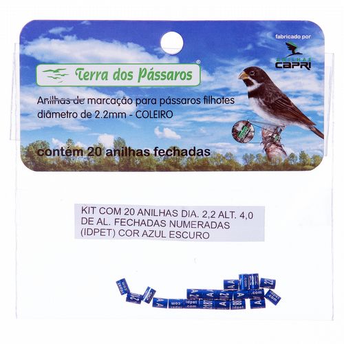 Anilhas Fechadas para Marcação - 2.2 mm - Coleiro - 20 un. - Azul Escuro - imagem 1