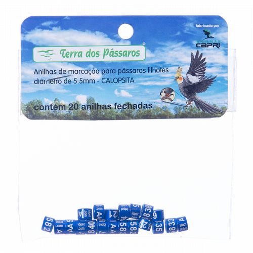 Anilhas Fechadas para Marcação - 5.5 mm - Calopsita - Rosela - 20 un. - Azul Escuro - imagem 1