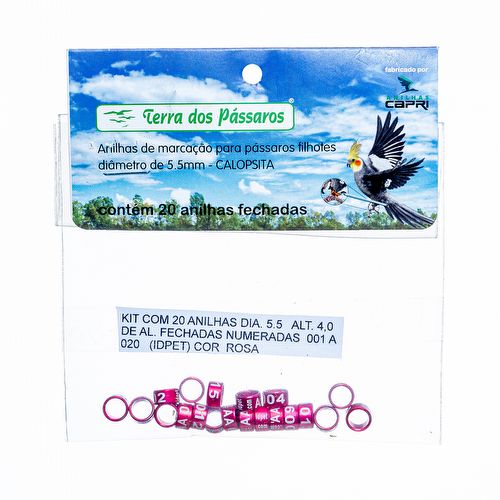 Anilhas Fechadas para Marcação - 5.5 mm - Calopsita - Rosela - 20 un. - Rosa - imagem 1