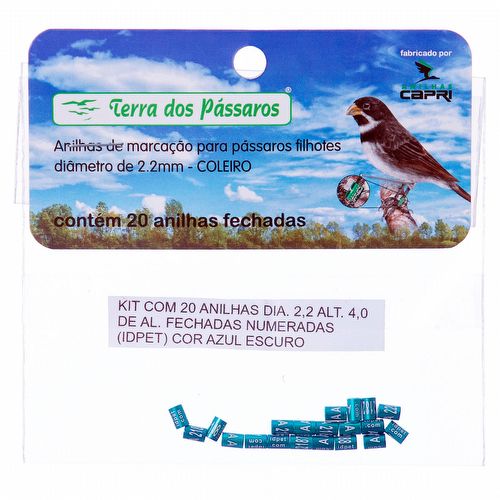 Anilhas Fechadas para Marcação - 2.2 mm - Coleiro - 20 un. - Azul Claro - imagem 1