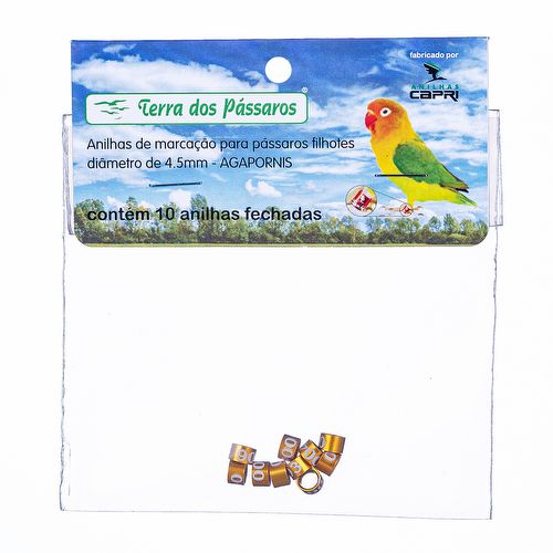 Anilhas Fechadas para Marcação - 4.5 mm - Agapornis - 10 un. - Dourado - imagem 1
