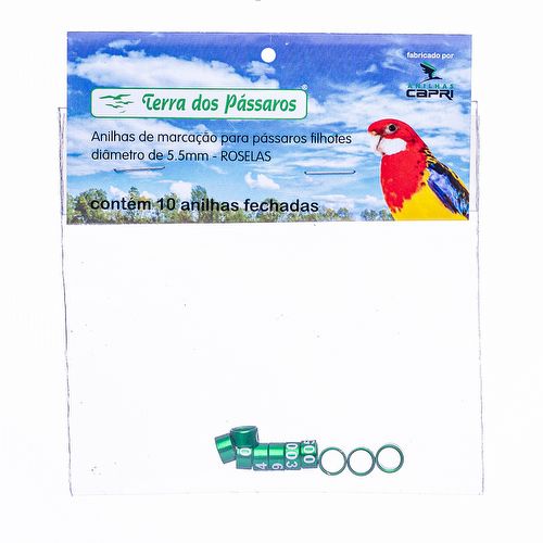 Anilhas Fechadas para Marcação - 5.5 mm - Calopsita - Rosela - 10 un. - Verde Claro - imagem 1