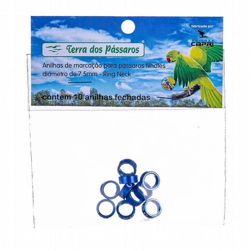 Anilhas Fechadas para Marcação - 7.5 mm - Ring Neck - 10 un. - Azul Escuro - imagem 1
