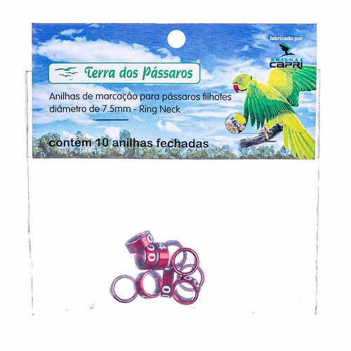Anilhas Fechadas para Marcação - 7.5 mm - Ring Neck - 10 un. - Vermelho - imagem 1