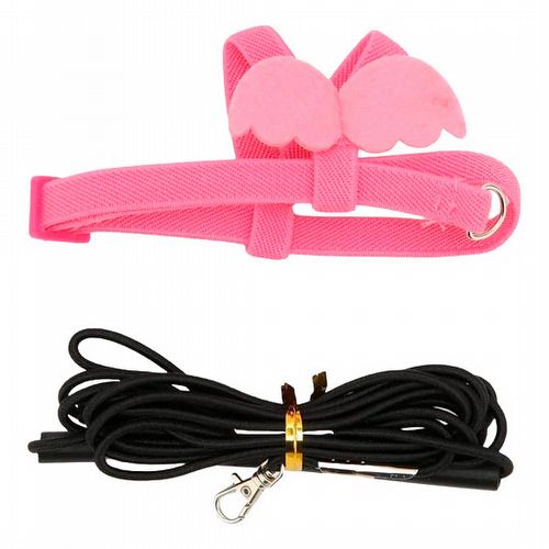 Coleira Ajustável Com Asas e Corda De Tração Para Pássaros Mansos - Rosa - imagem 1