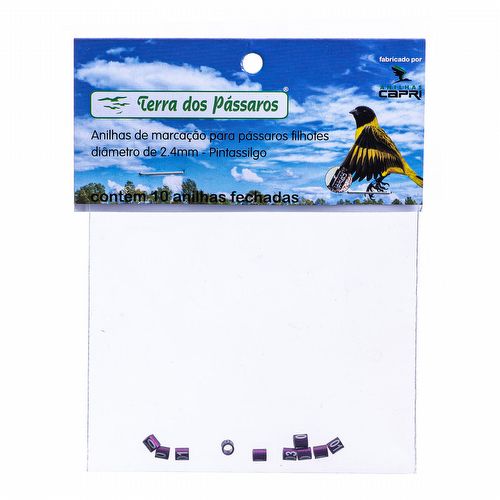 Anilhas Fechadas para Marcação - 2.4 mm - Pintassilgo - 10 un. - Violeta - imagem 1