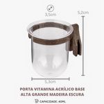 Porta Vitamina - Base Alta - Grande - Cristal Com Presilha Madeira Escura - 40 ml - imagem 3