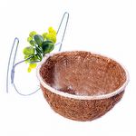 Ninho para Criação de Trinca Ferro, Sabiá e Pássaro Preto Fibra de Coco com Folhas - NH102