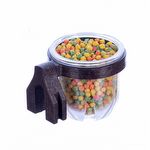 Porta Vitamina Rubi - Pequeno - Cristal com Presilha Madeira Escura