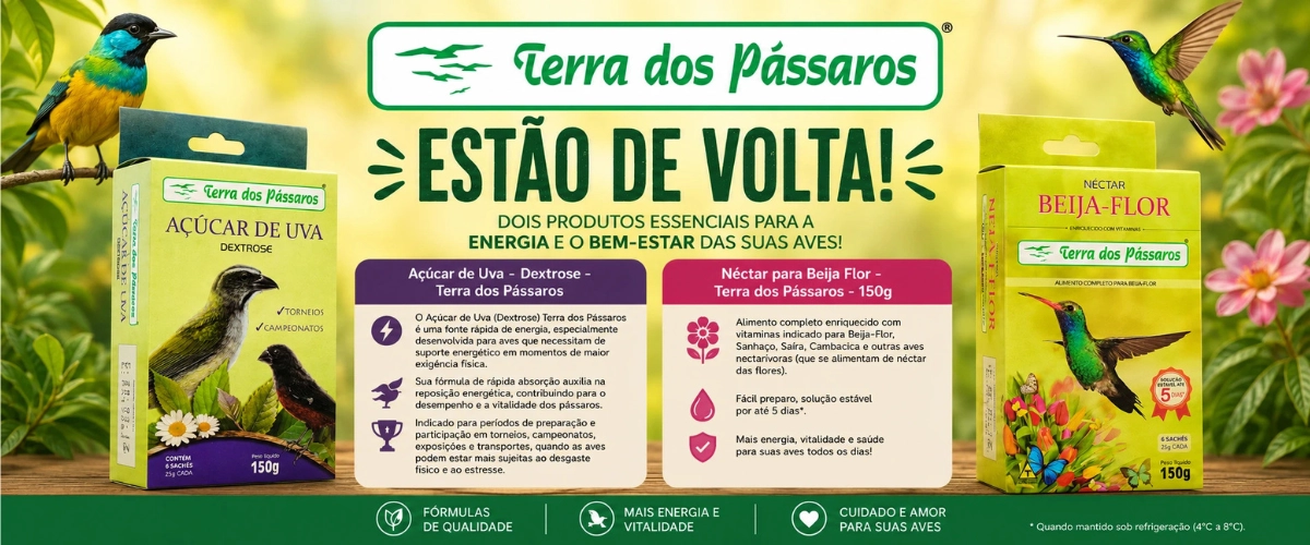 Est&atilde;o de volta - N&eacute;ctar Beija-Flor e A&ccedil;&uacute;car de Uva - Terra dos P&aacute;ssaros