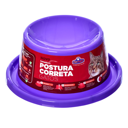 Comedouro Postura Correta para Gatos - Lilás - imagem 1