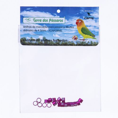 Anilhas Fechadas para Marcação - 4.5 mm - Agapornis - 20 un. - Rosa - imagem 1