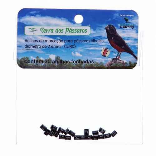 Anilhas Fechadas para Marcação - 2.6 mm - Curió - 20 un. - Preta - imagem 1