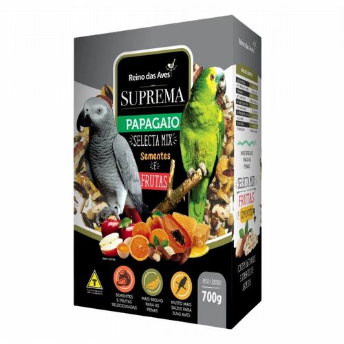 Reino das Aves - Suprema - Papagaio - Sementes e Frutas - 700g