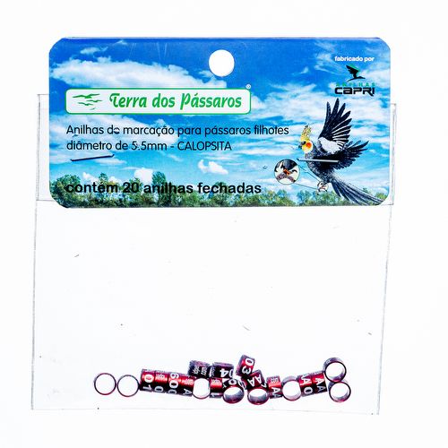 Anilhas Fechadas para Marcação - 5.5 mm - Calopsita - Rosela - 20 un. - Vermelho - imagem 1
