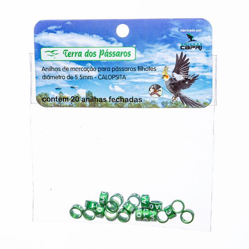Anilhas Fechadas para Marcação - 5.5 mm - Calopsita - Rosela - 20 un. - Verde Claro - imagem 1