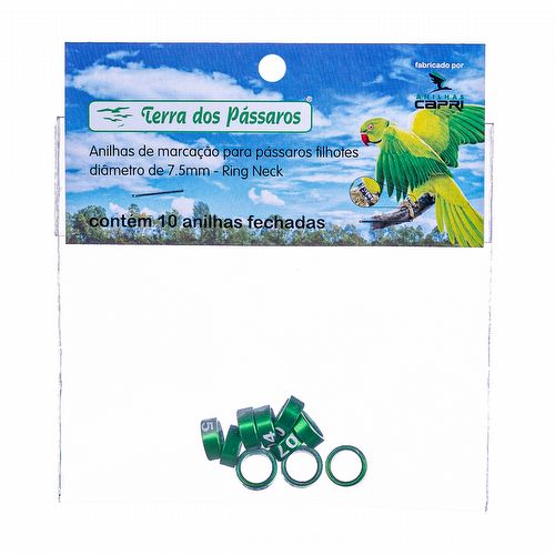 Anilhas Fechadas para Marcação - 7.5 mm - Ring Neck - 10 un. - Verde Claro - imagem 1