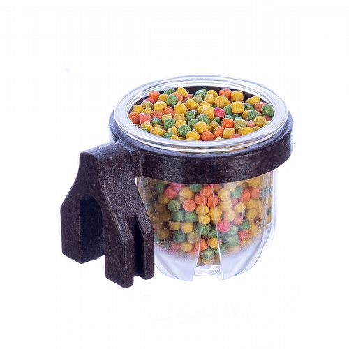 Porta Vitamina Rubi - Pequeno - Cristal com Presilha Madeira Escura - imagem 1