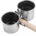Poleiro para pássaro de madeira e aço inox com tigela dupla - 30 cm - imagem 2