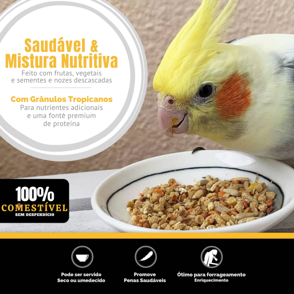 Hari - Tropimix Mistura de Grãos, Frutas Desidratadas, Extrusadas, Sementes para Pequenos e Médios Psitacídeos - 908g - imagem 4